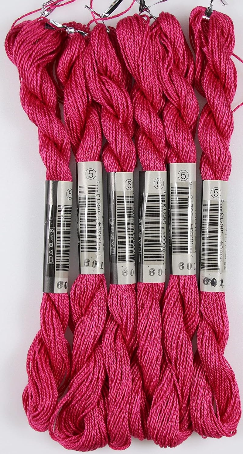 KCS 25 M/Skein Mercerized Pearl Cotton Crochet Needlepoint Thread,Size 5,6 skeins,Cranberry dk - Image 2